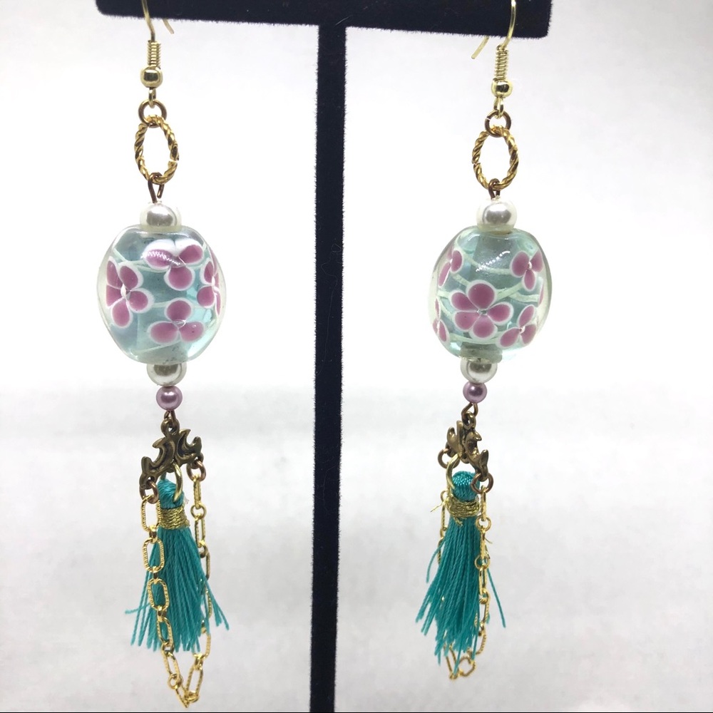 Glass tassel earrings